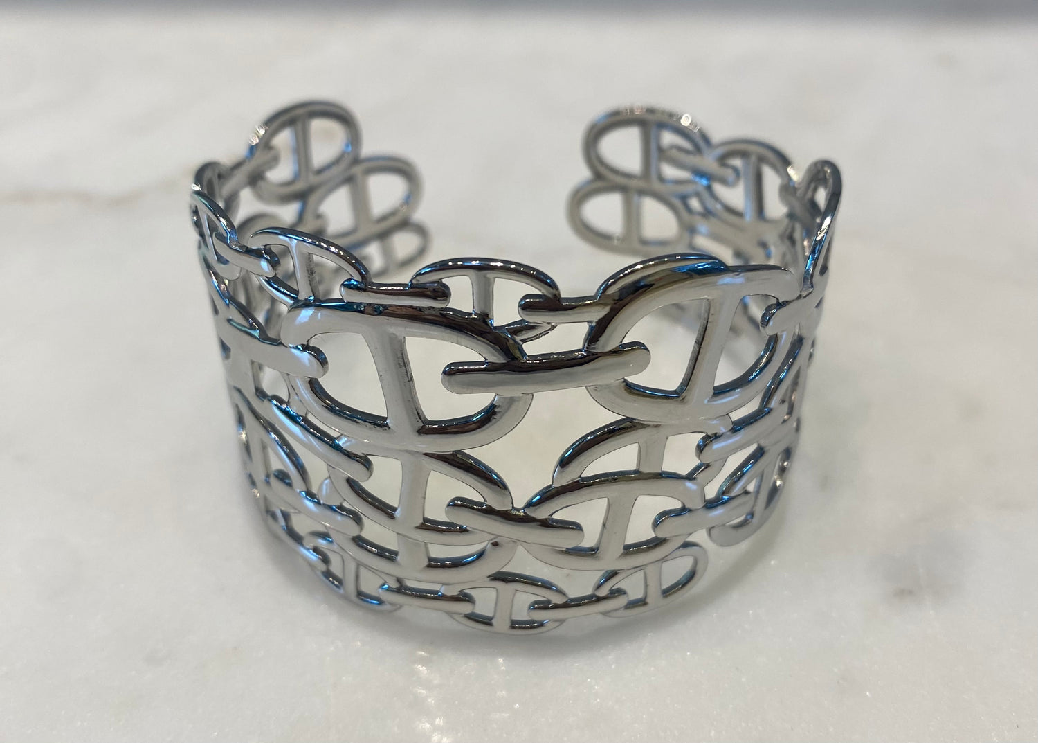 BRA212059 Nautical Mesh Chain Cuff Bracelet - Brown Loft