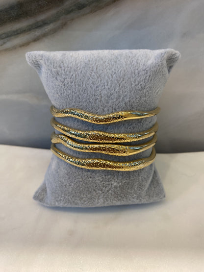 BRA2125050 Multi Layered Waves Open Cuff Bracelet - Brown Loft