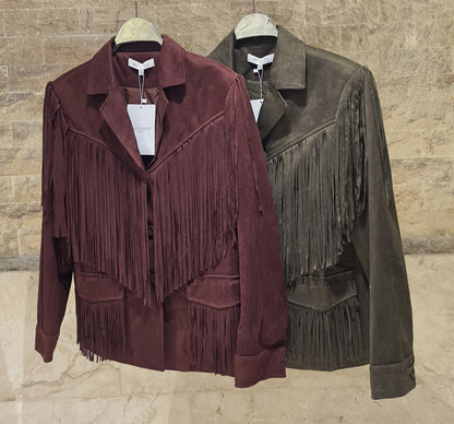 Basile Faux Suede Fringe Jacket