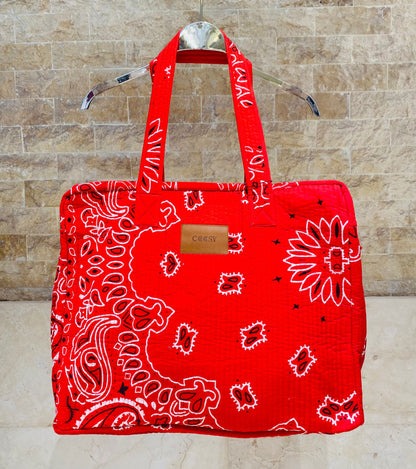 Bohara Quilted Shopper Bag حقيبة تسوق مبطنة