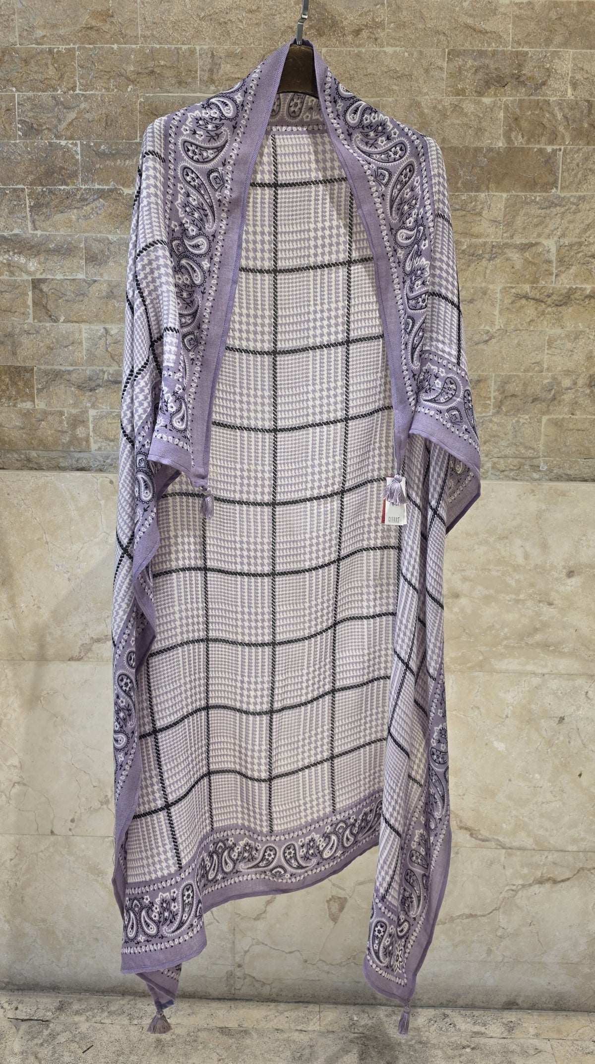 C20358 Square Hound Check Paisley Scarf