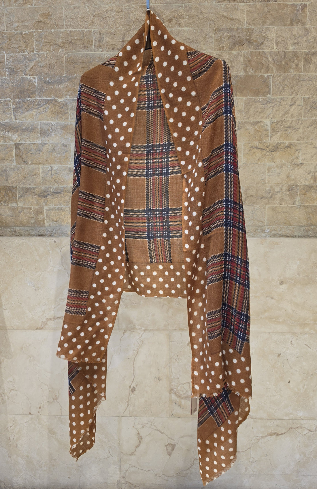 C211049 Tartan Check Dot Border Scarf