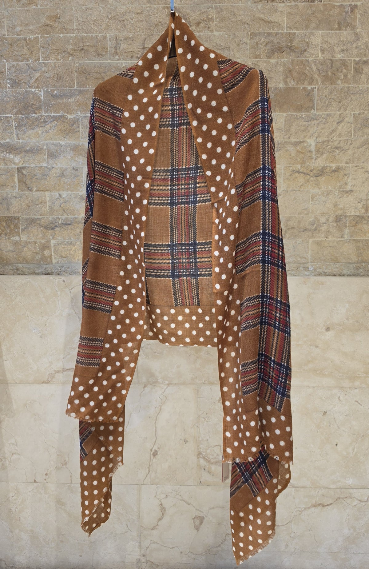 C211049 Tartan Check Dot Border Scarf