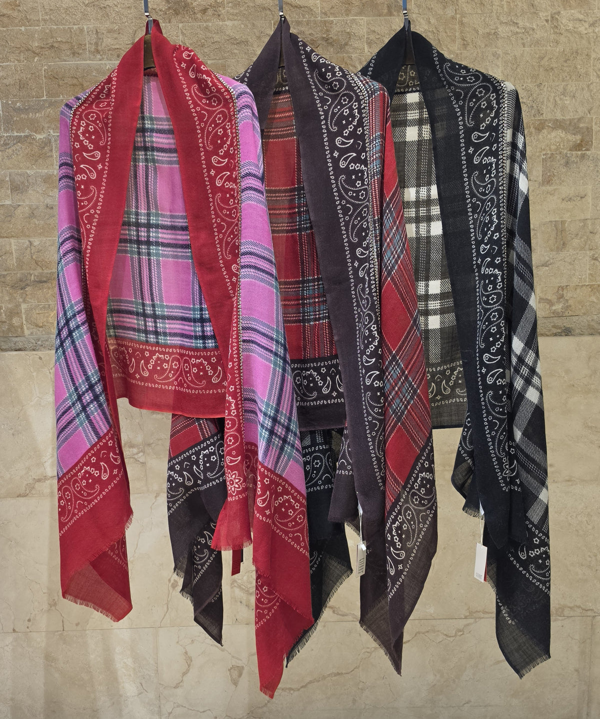 C24476 Bandana Plaid Scarf