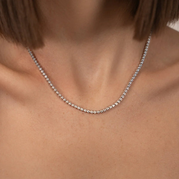 Bezel CZ Diamond Tennis Necklace