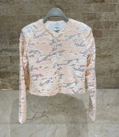 CK08378 Cropped Sequined Jacket