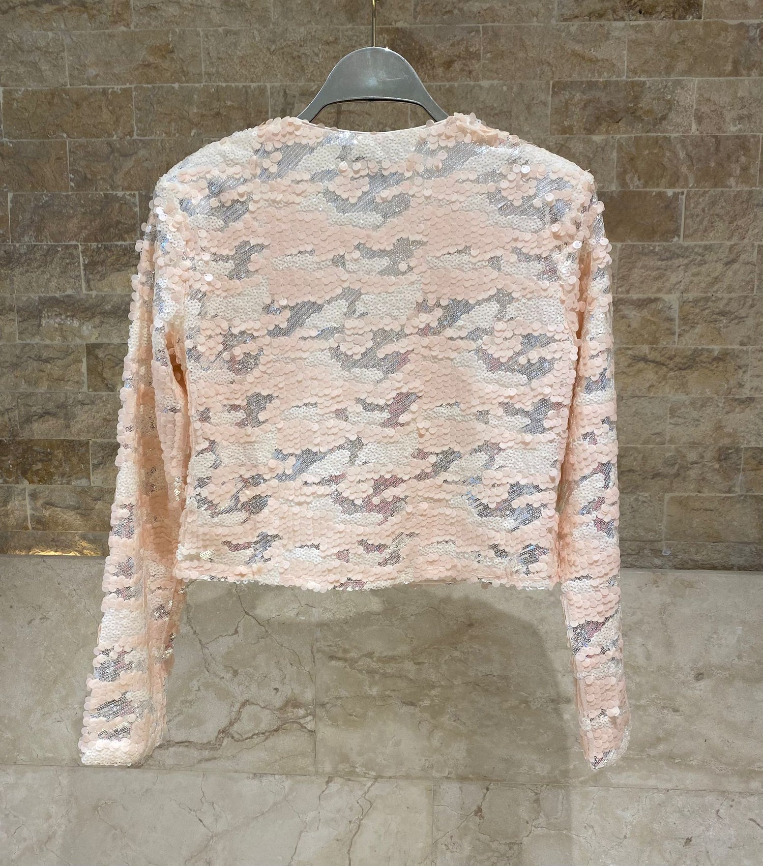 CK08378 Cropped Sequined Jacket