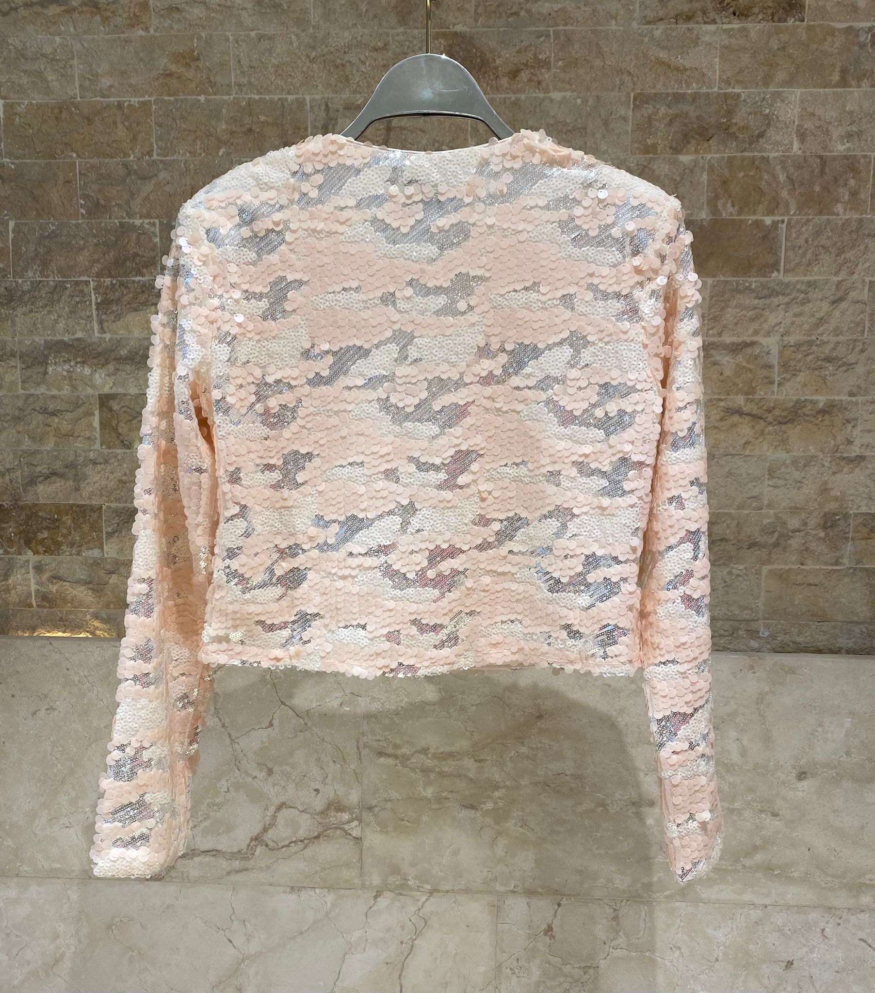 CK08378 Cropped Sequined Jacket