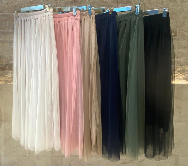Elastic Waistband Tulle Skirt - CMT61015