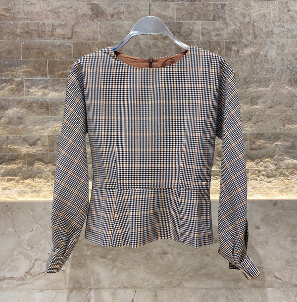 COAIT2010 (Boat Neckline Plaid Shirt) قارب خط العنق منقوشة قميص