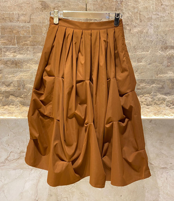 COB0S6001 (Pleated Gathered A Line Round Skirt) تجمع مطوي تنورة مستديرة بخط