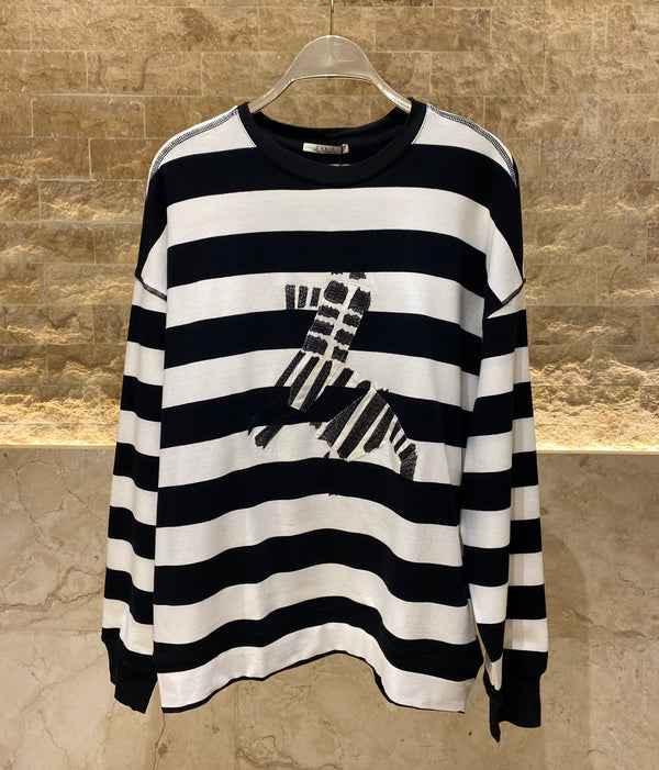 COBAH2001 (Striped Oversized Sweater Top)  بلوزة سترة مخططة كبيرة الحجم