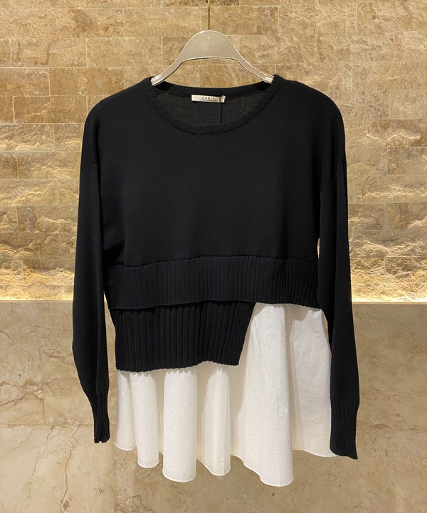 COBAK5024 (Panelled Knitwear Jumper Top) بلوزة كنزة محبوكة مغطاة بألواح