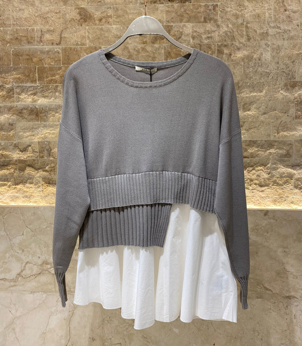 COBAK5024 (Panelled Knitwear Jumper Top) بلوزة كنزة محبوكة مغطاة بألواح