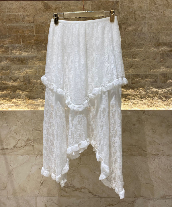 COBCS6013 (Lace Asymmetrical Layered Maxi Skirt) تنورة ماكسي غير متناظرة من الدانتيل