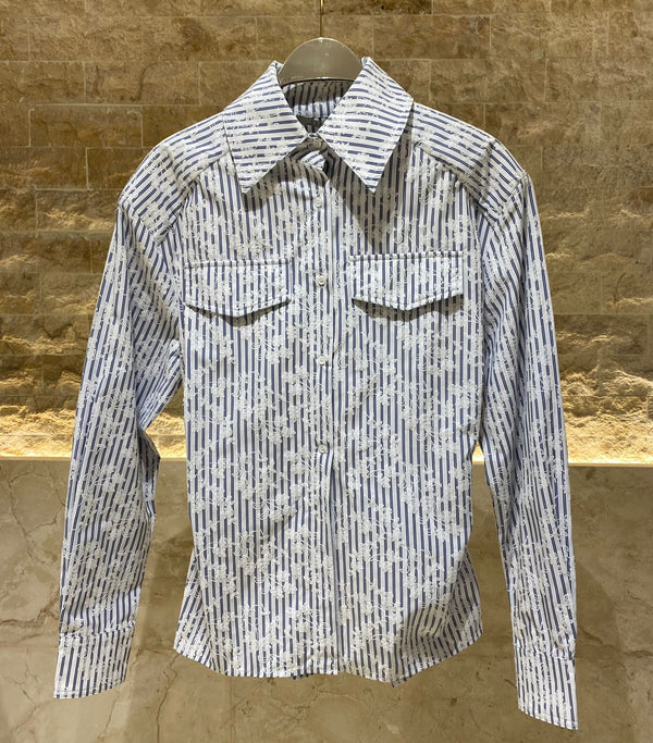 COBDB6003 (Blue and White Stripe Shirt) قميص مخطط باللونين الأزرق والأبيض)