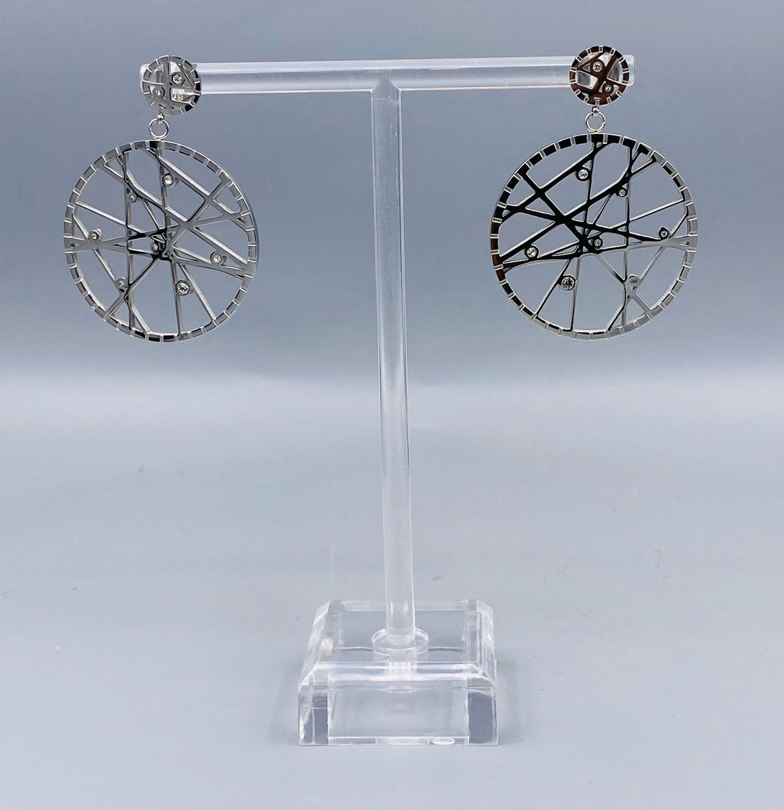 CPE677 Geometric Circular Earrings with Zircon Stone Details