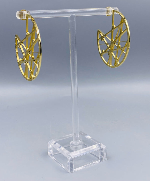 CPE679 Hoop Inset Earrings with Zircon Stones