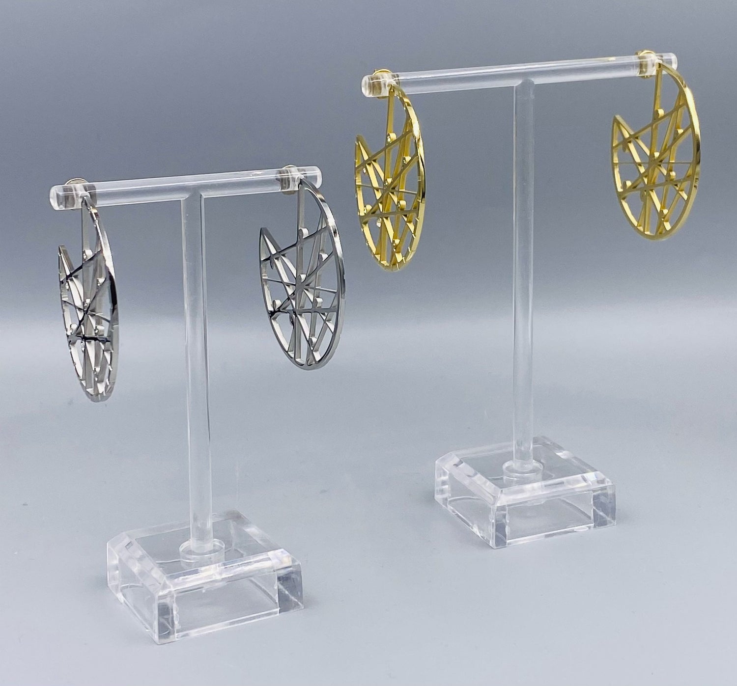 CPE679 Hoop Inset Earrings with Zircon Stones