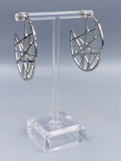 CPE679 Hoop Inset Earrings with Zircon Stones
