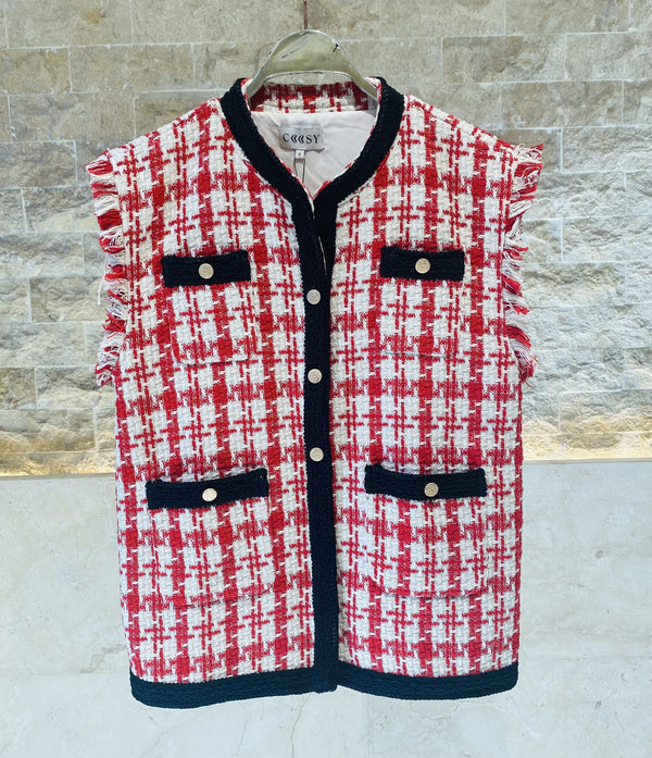 Chanelle سترة تويد بنقشة هاوندستوث