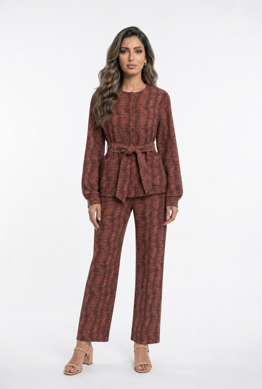 Chloe Teja Sets Placket Buttoned Jacket and Slightly Flared Pants