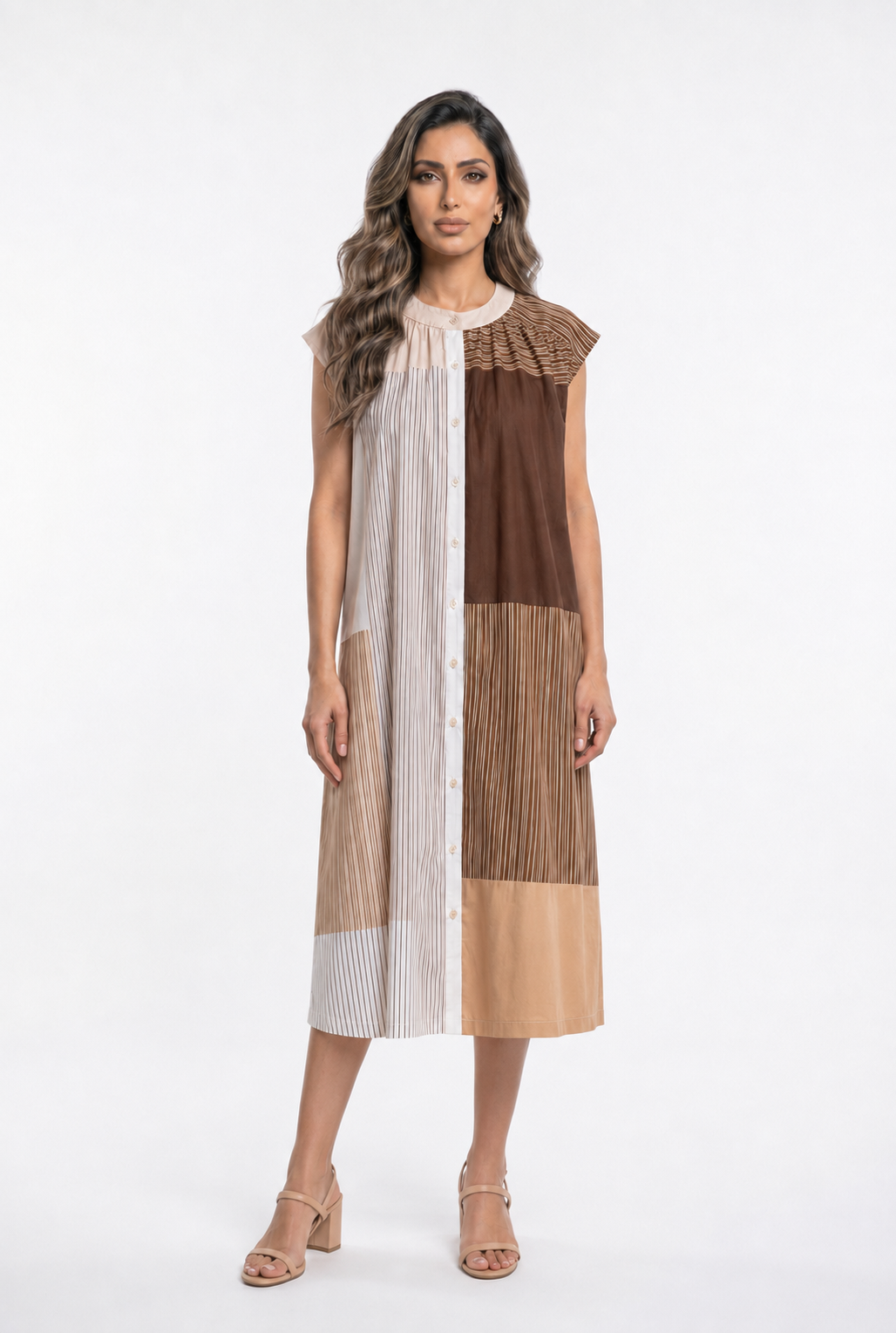 KD88008CO Striped Cotton Sleeveless Dress