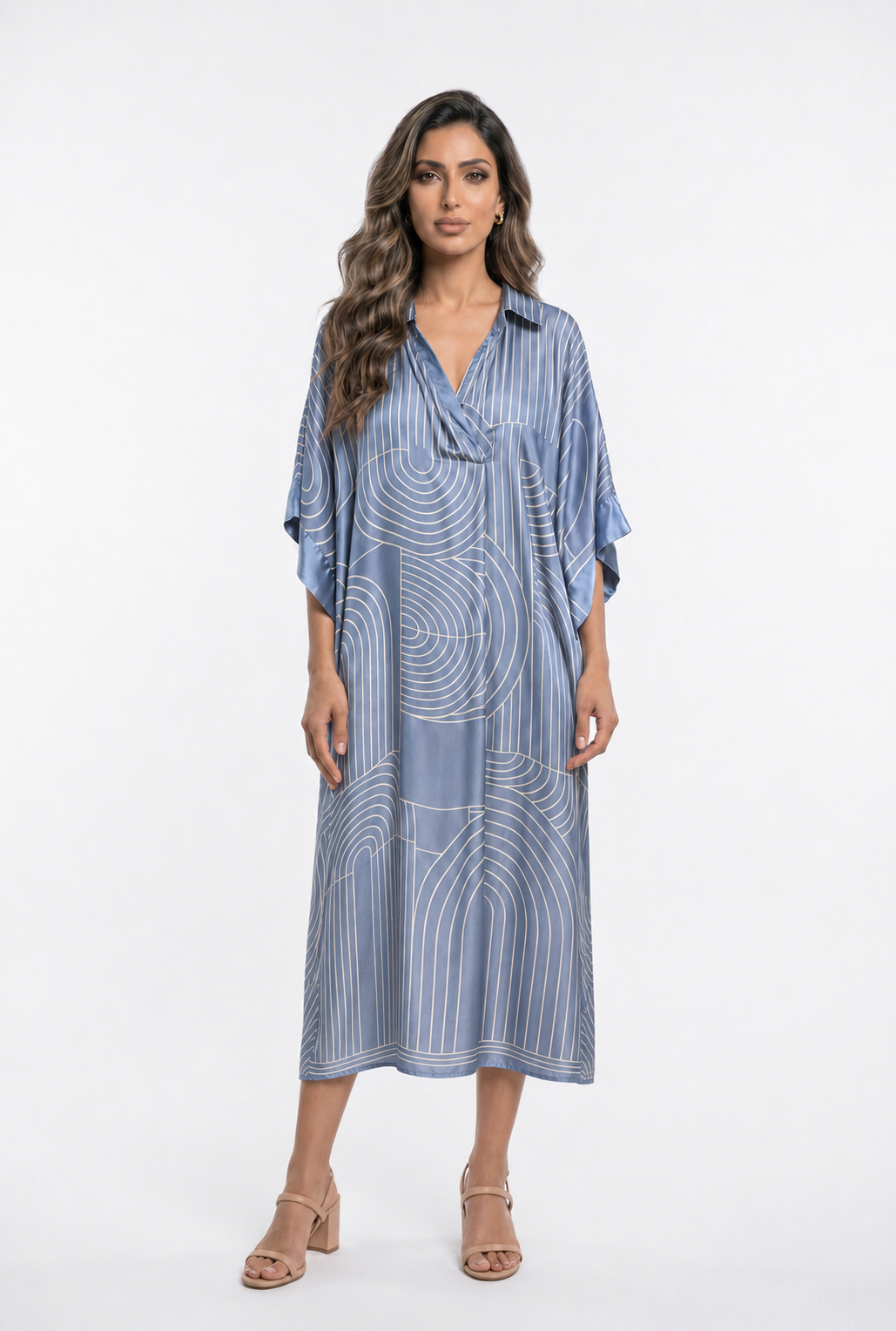 KD9702VS-29 Geometric Print Oversized Dress