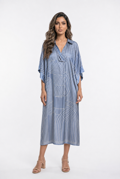 KD9702VS-29 Geometric Print Oversized Dress