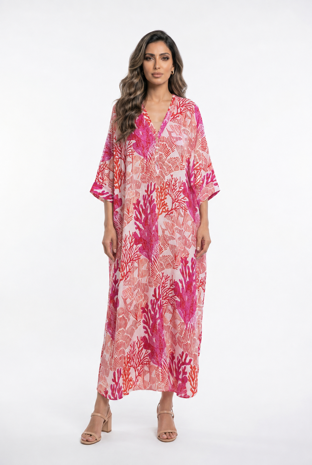 67983-0450 Tropical Coral Print Tunic Dress