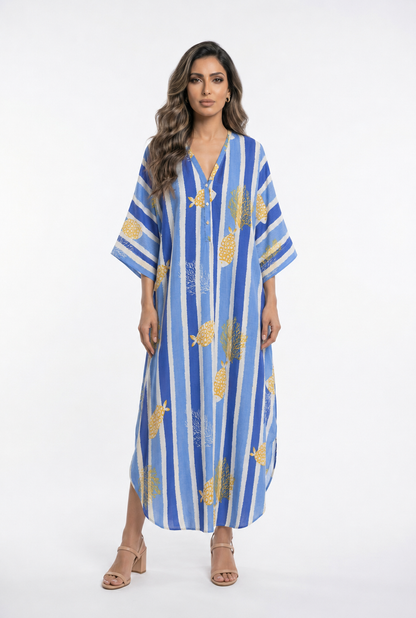 67983-0504  Stripes Patterned Print Tunic Dress