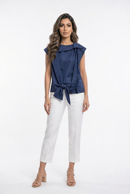 Round Neck Structured Architectural Top CMP.029
