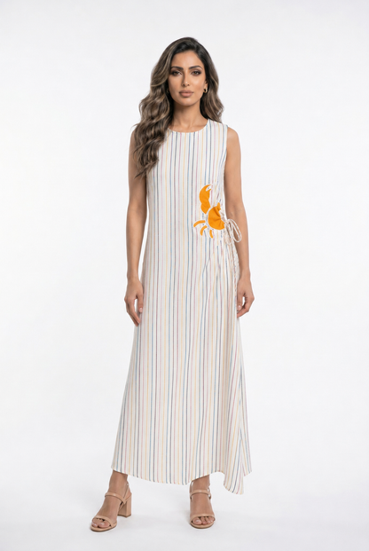 Solara Island Sleeveless Stripes Cotton Maxi Dress