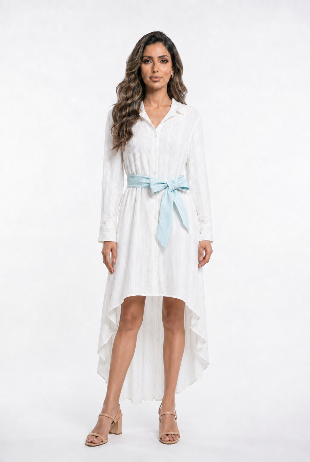 Candela Long Back Belted Shirt Dress