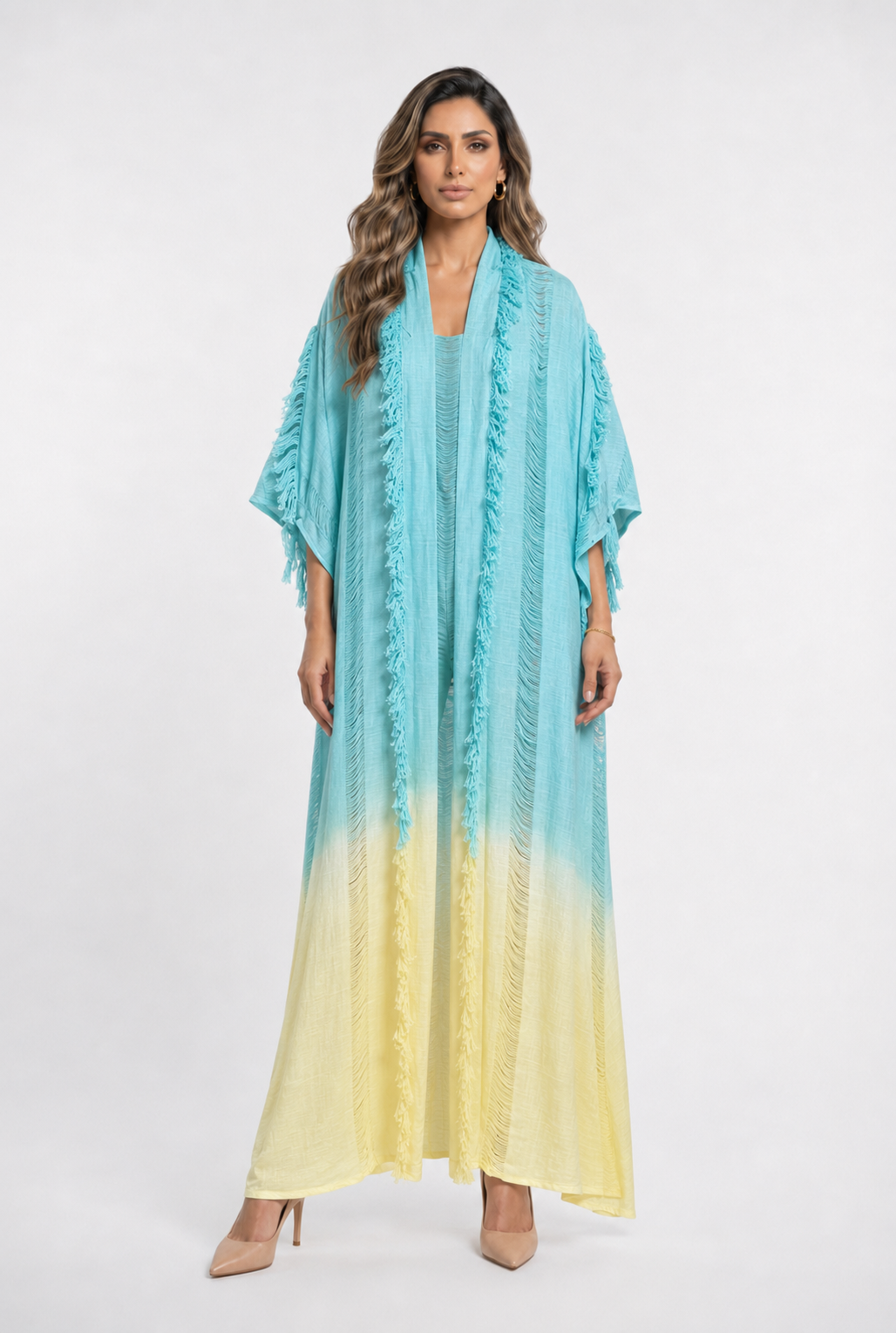 Dore Fringed Tie Dye Kimono