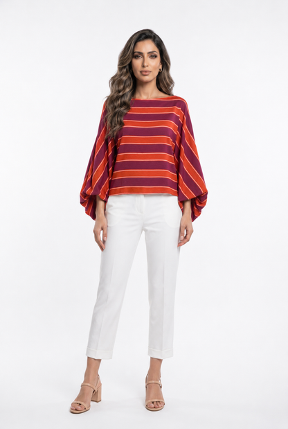 Horizontal Stripes Cropped Top TDM28126-5