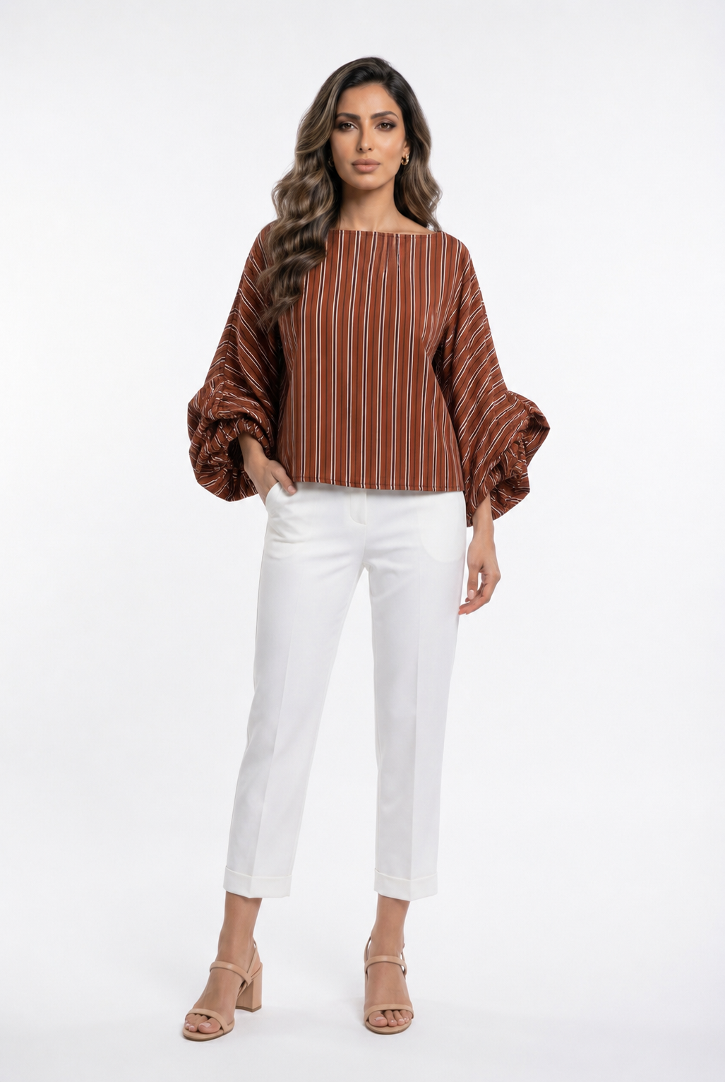 Vertical Stripes Cropped Top TDM28126-7
