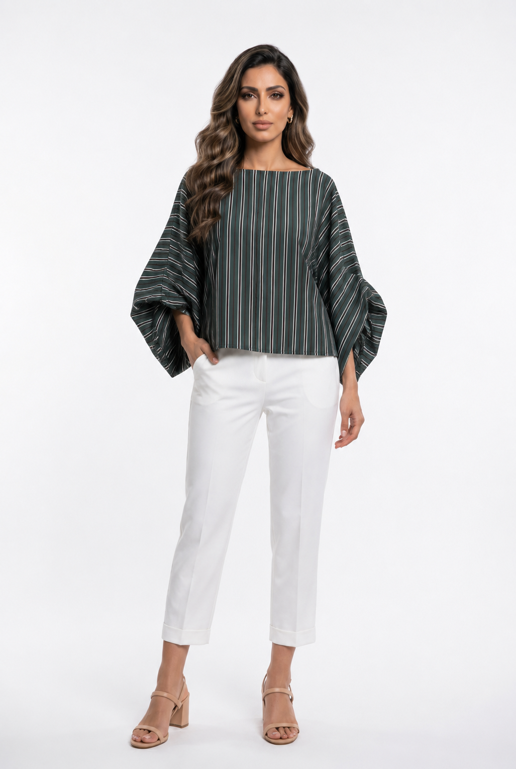 Vertical Stripes Cropped Top TDM28126-7