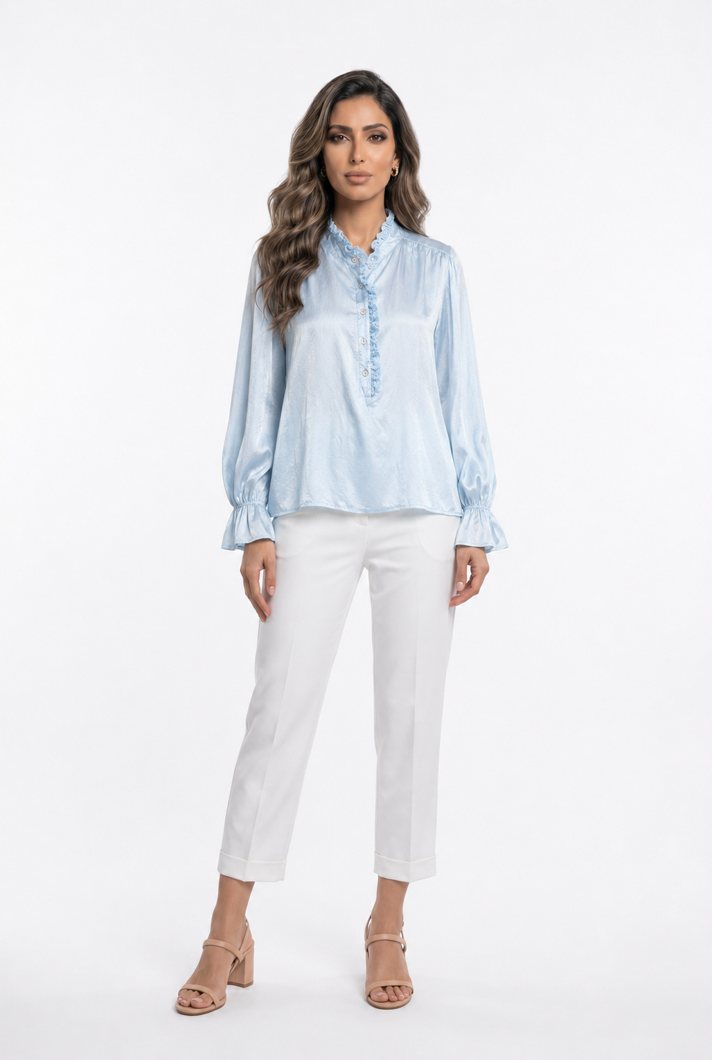 Ruffled Neckline Oversized Top DB3583