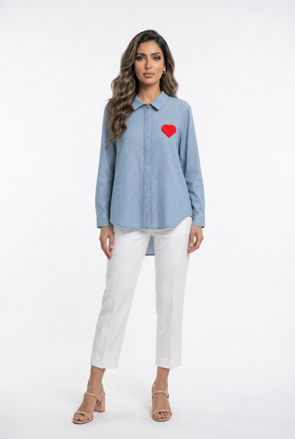 Oversized Long Back Denim Shirt DB3583