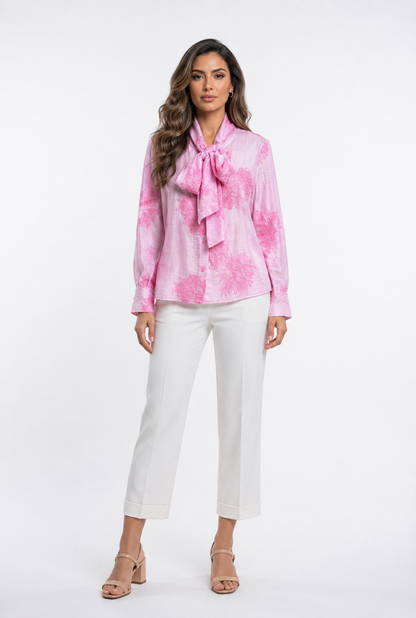 Embroidered Oversized Semi Sheer Top TDM79024-8
