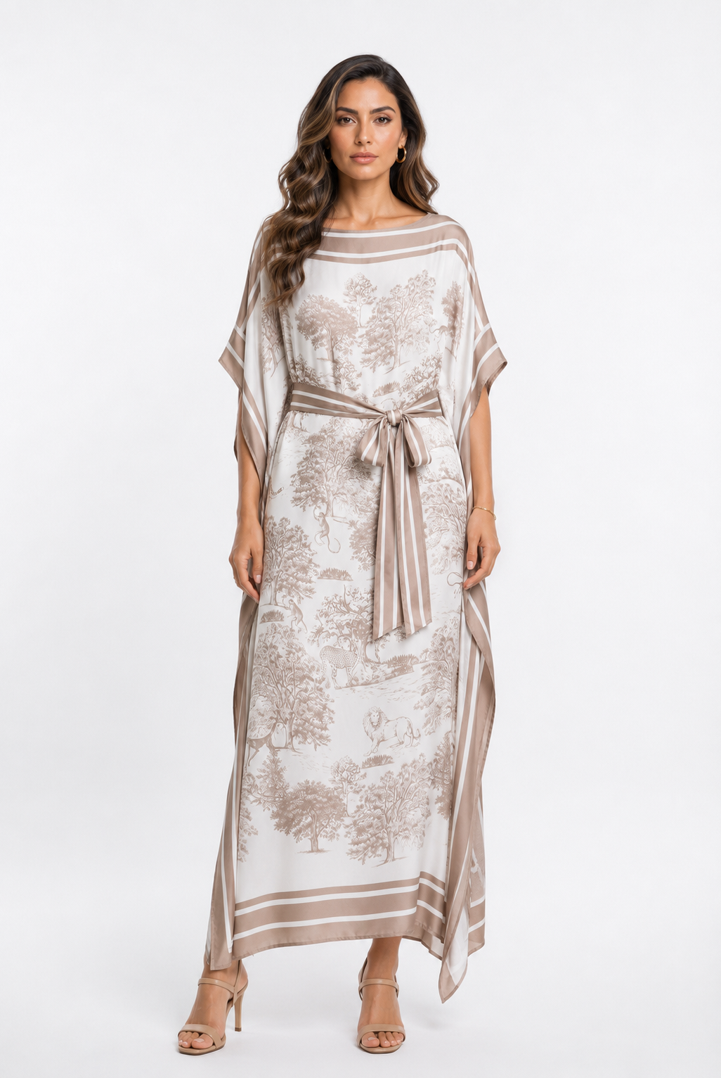 Jungle Inspired Satin Kaftan Dress KD7850VS-2