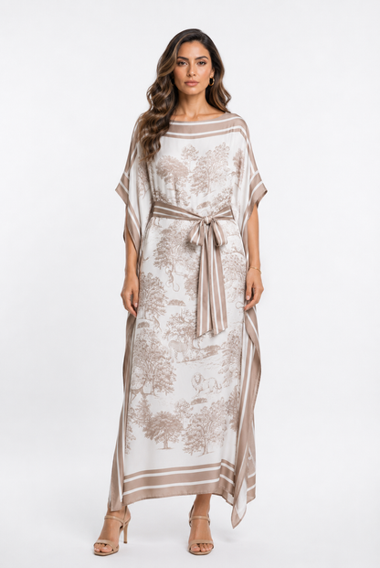 Jungle Inspired Satin Kaftan Dress KD7850VS-2