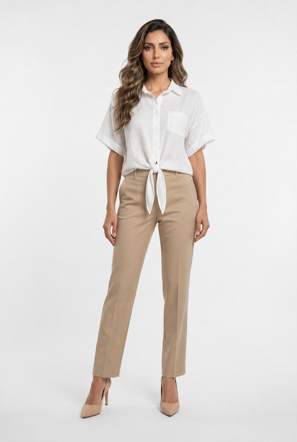 Linen Blend Crop Shirt TDM29719L