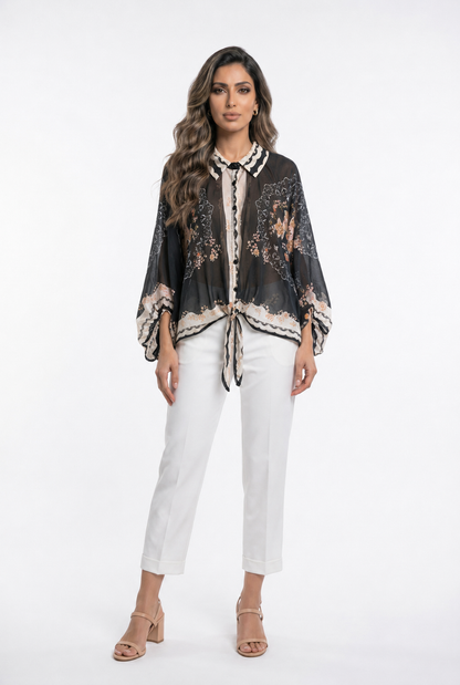 Oversized Midnight Garden Print Shirt KD88001TC