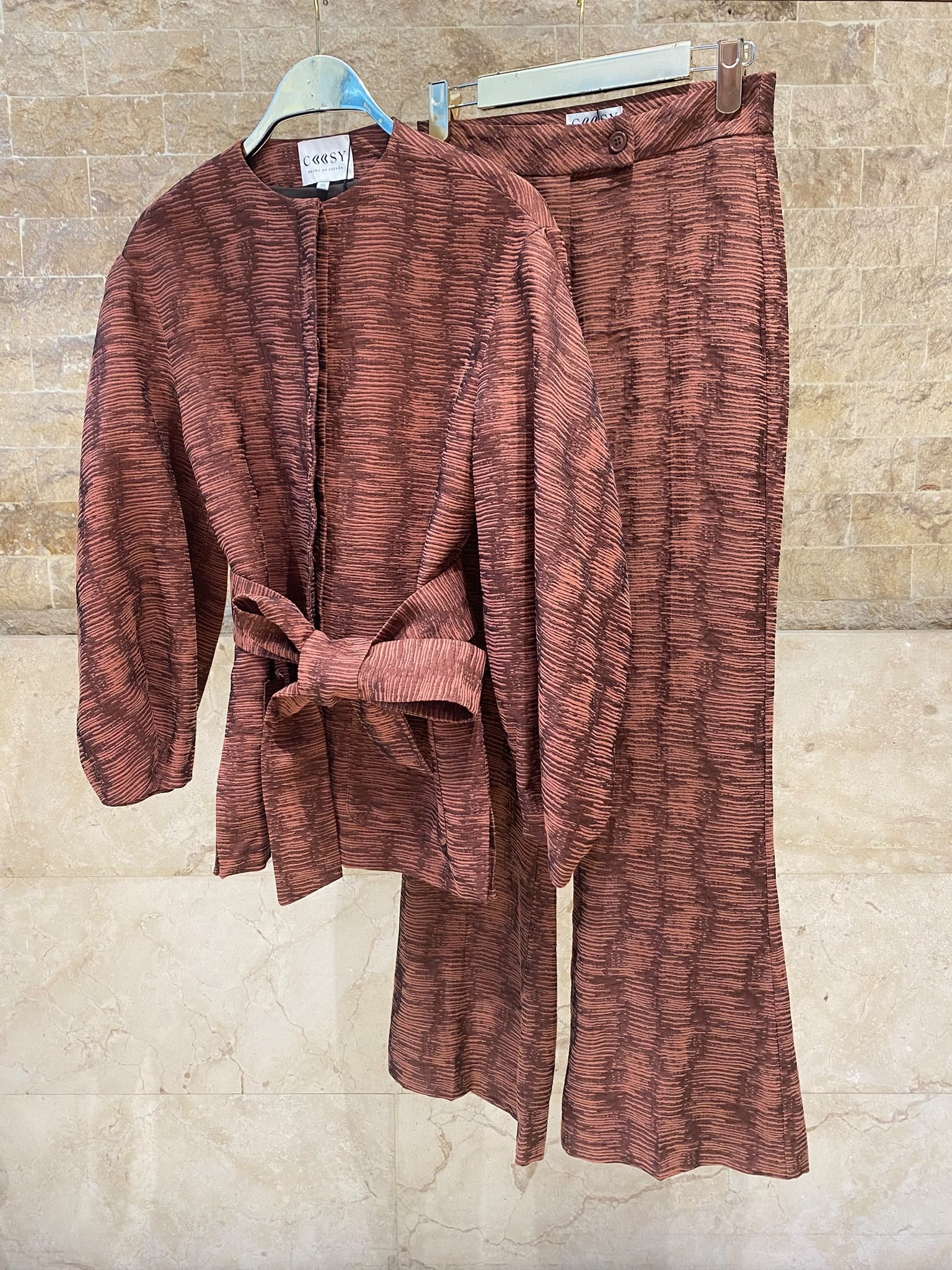 Chloe Teja Sets Placket Buttoned Jacket and Slightly Flared Pants