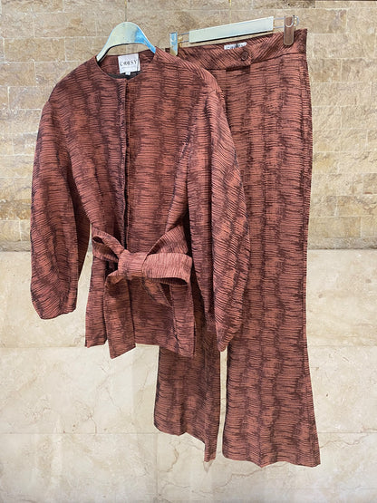 Chloe Teja Sets Placket Buttoned Jacket and Slightly Flared Pants