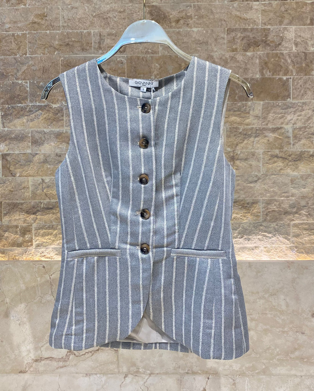 Conny Pinstripe Sleeveless Waistcoat صدرية بلا أكمام مخططة