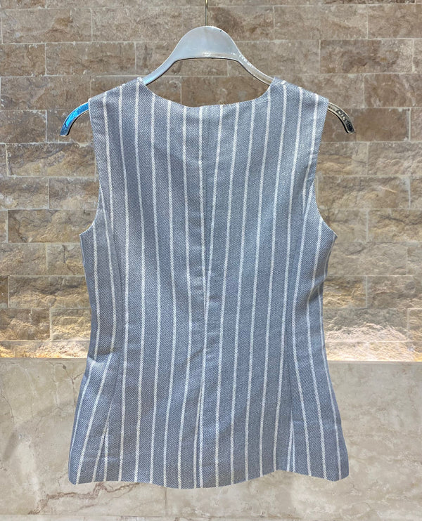 Conny Pinstripe Sleeveless Waistcoat صدرية بلا أكمام مخططة