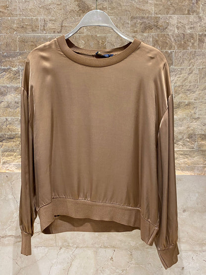 Oversized Satin Top – DB13993VS - Brown Loft